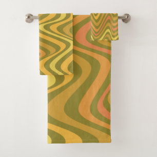 Conjunto De Toalhas Linhas Abstrato retroativas dos anos 70 e 70 Amare