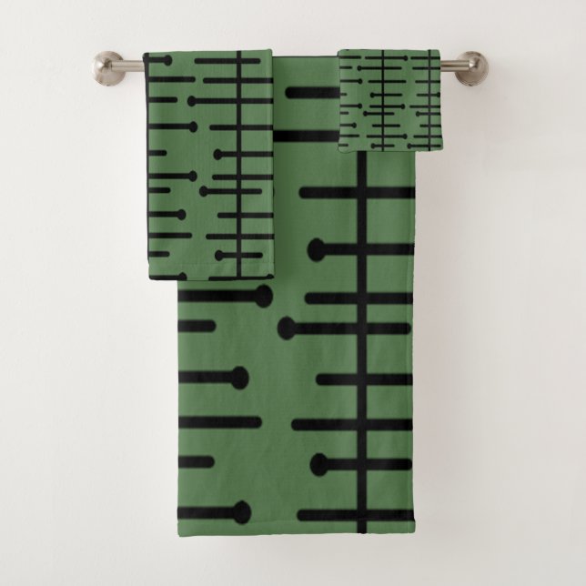 Conjunto De Toalhas Linhas Atômicas Verdes (Insitu)