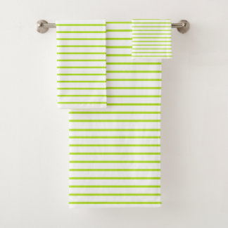 Conjunto De Toalhas Linhas de verde limão brancas