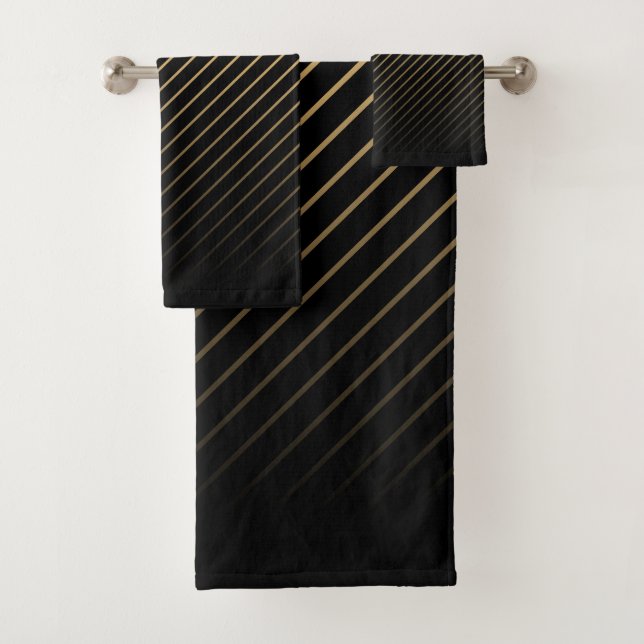 Conjunto De Toalhas Linhas Diagonais Douradas (Insitu)