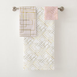 Conjunto De Toalhas Linhas Douradas Geométricas Modernas