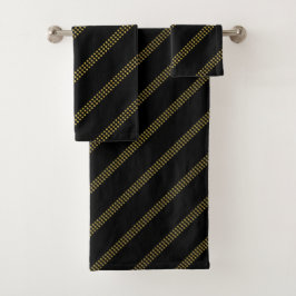 Conjunto De Toalhas Linhas Douradas Pontas Negras Modernas Elegantes