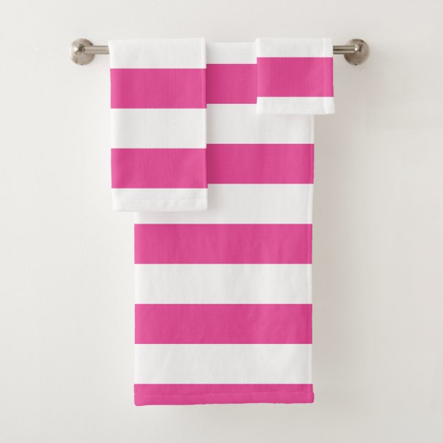 Conjunto De Toalhas Linhas Horizontais Rosa (Insitu)