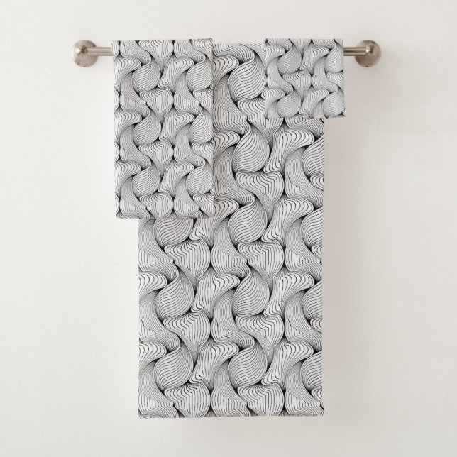 Conjunto De Toalhas Linhas Intertecidas a Preto e Branco Únicas (Insitu)