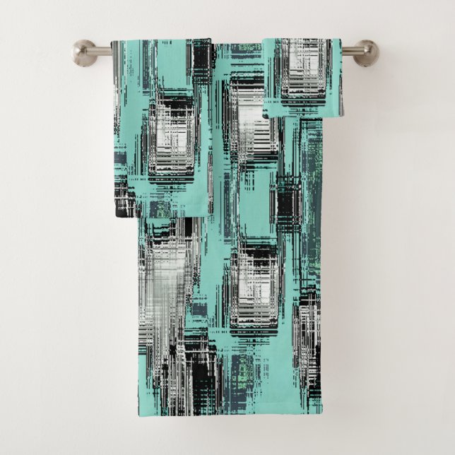 Conjunto De Toalhas Linhas pixelizadas cruzadas formando quadrados abs (Insitu)