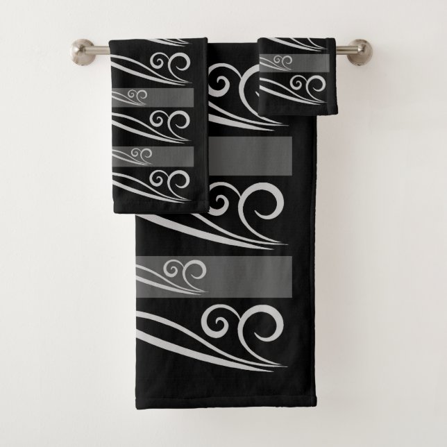 Conjunto De Toalhas Linhas Pretas (Insitu)