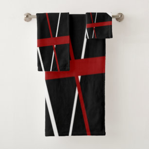 Conjunto De Toalhas Linhas vermelhas de Criss e brancas transversais