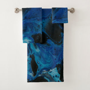 Conjunto De Toalhas Líquido psicodélico azul escuro