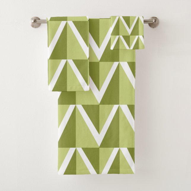 Conjunto De Toalhas Listra de Chevron Verde  (Insitu)