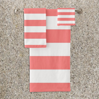 Conjunto De Toalhas Listra de Coral