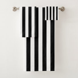 Conjunto De Toalhas Listra Vertical Preto E Branco