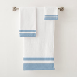 Conjunto De Toalhas Listrado Azul Maravilhoso no Branco