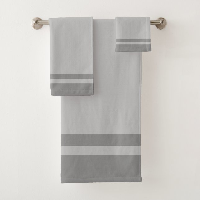 Conjunto De Toalhas Listrado Cinza (Insitu)