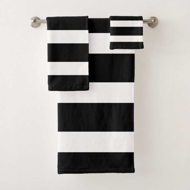 Conjunto De Toalhas Listrado preto e branco (Insitu)