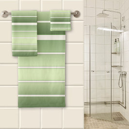 Conjunto De Toalhas Listrado Verde Elegante 