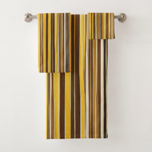 Conjunto De Toalhas Listras amarelas, ocre e marrons
