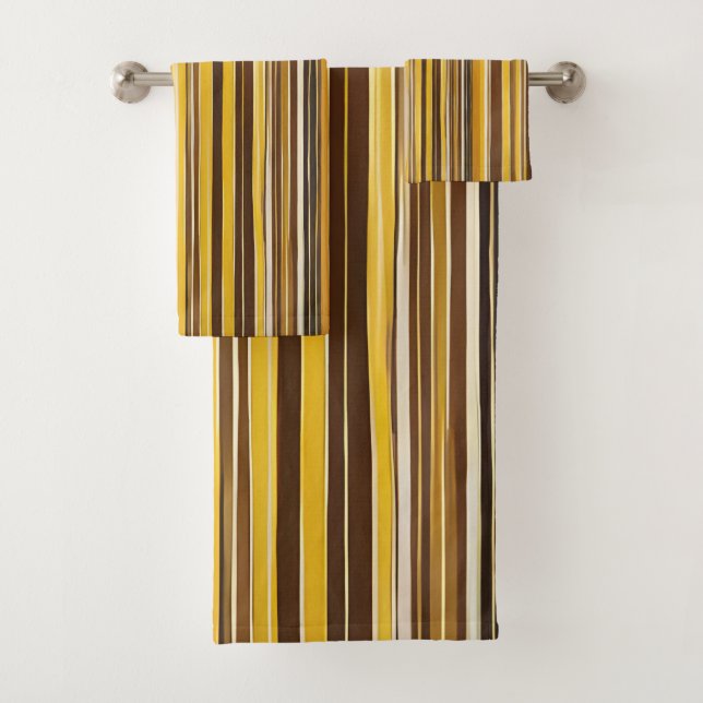 Conjunto De Toalhas Listras amarelas, ocre e marrons (Insitu)