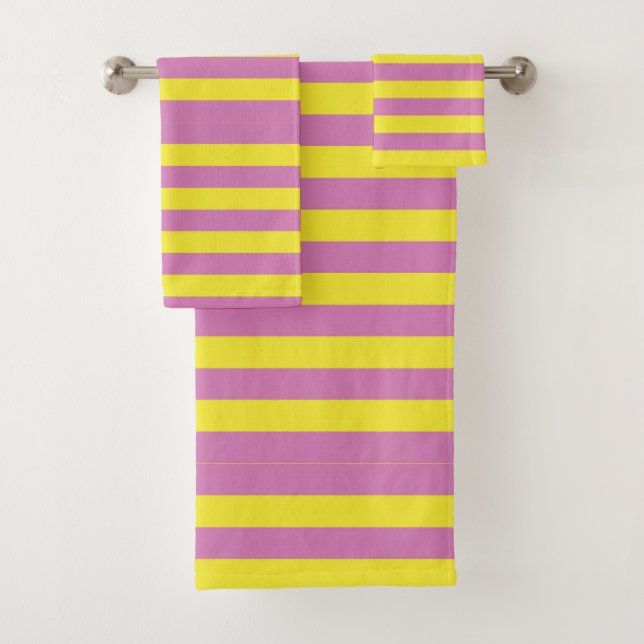 Conjunto De Toalhas Listras Amarelas Rosa (Insitu)