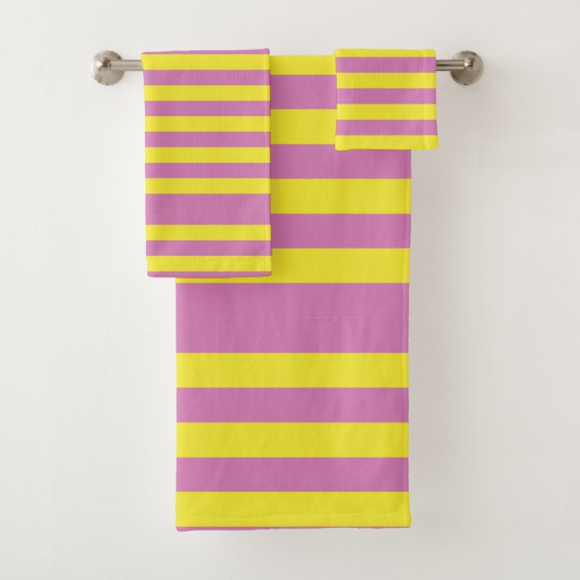 Conjunto De Toalhas Listras Amarelas Rosa (Insitu)