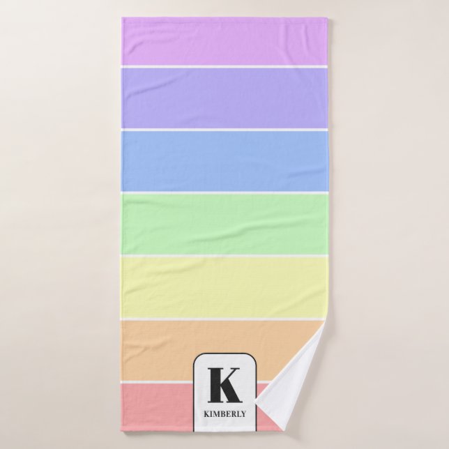 Conjunto De Toalhas Listras Arco-Íris Pastel Personalizadas Modernas C (Toalha de Banho)