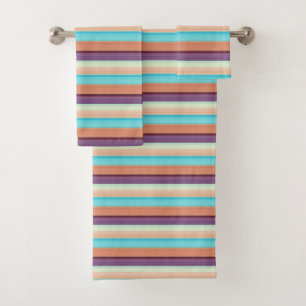 Conjunto De Toalhas Listras azuis marrons fofas