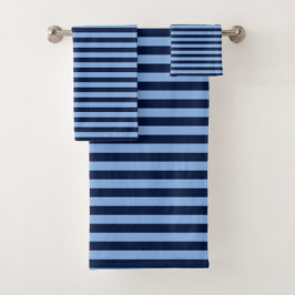 Conjunto De Toalhas Listras Azuis sobre Azul