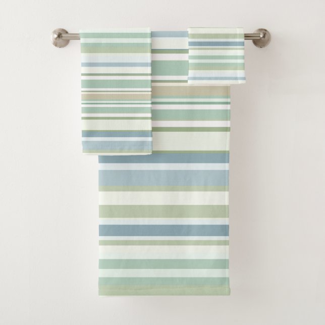 Conjunto De Toalhas Listras azuis verdes e brancas (Insitu)