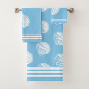 Conjunto De Toalhas Listras brancas Beachy & azul de oceano branco dos