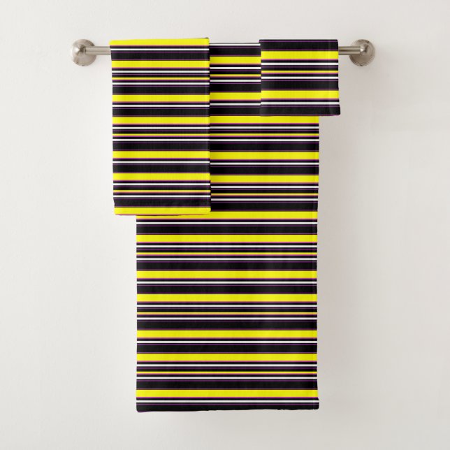 Conjunto De Toalhas Listras brancas e pretas (Insitu)