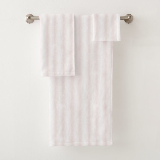 Conjunto De Toalhas Listras Brancas Rosa Claro (Insitu)