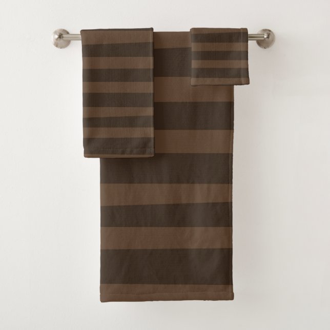 Conjunto De Toalhas Listras Caprichosas Marrons Rústico Moderno Minima (Insitu)