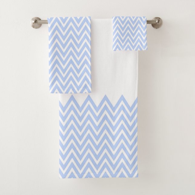 Conjunto De Toalhas Listras Chevron Azuis (Insitu)