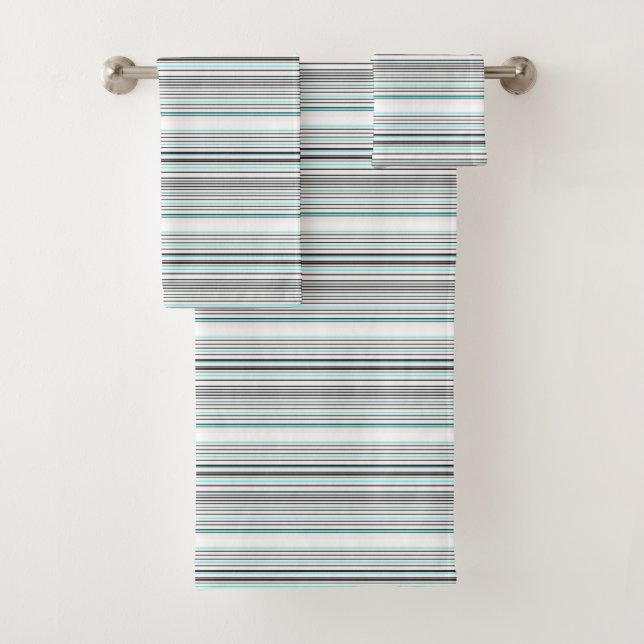 Conjunto De Toalhas Listras cinza aqua fofas (Insitu)