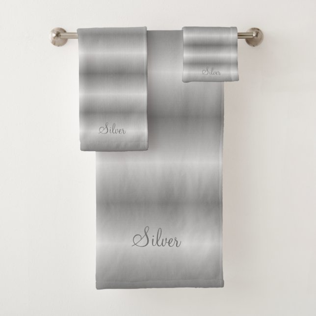 Conjunto De Toalhas Listras cinzas e prateadas elegantes (Insitu)
