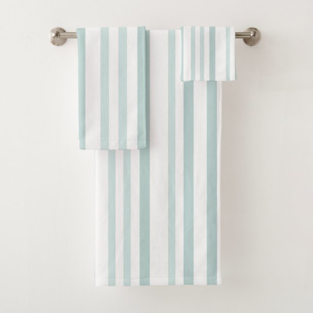Conjunto De Toalhas Listras cinzas esverdeadas cinzentas em branco (Insitu)