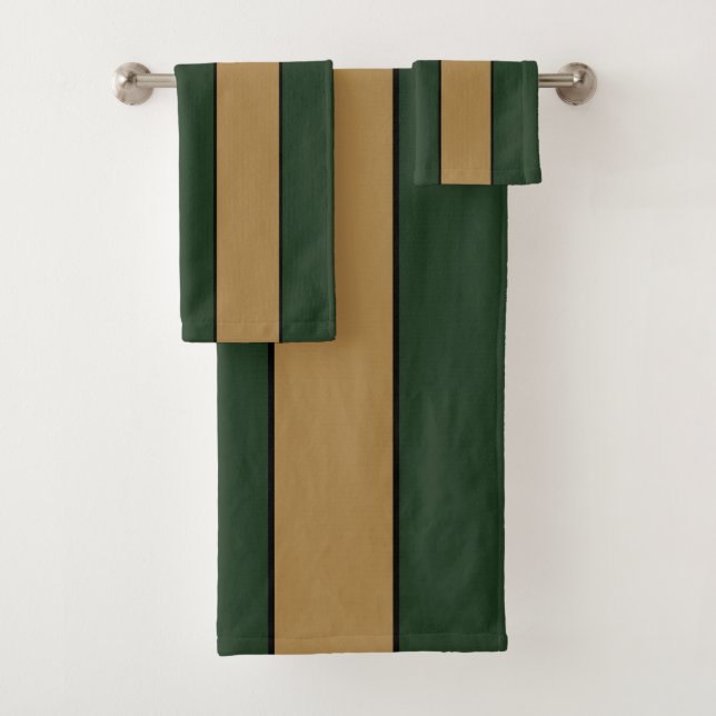 Conjunto De Toalhas Listras Clássicas de Natal Verde e Dourado (Insitu)