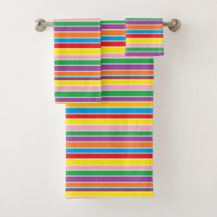 Conjunto De Toalhas Listras coloridas do arco-íris