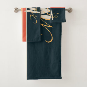 Conjunto De Toalhas Listras cor-de-rosa e Marinho retroradas, cor-de-r