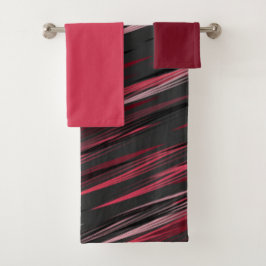 Conjunto De Toalhas Listras cor-de-rosa preto e cinzas