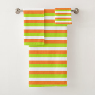 Conjunto De Toalhas Listras da laranja, do verde limão e do branco