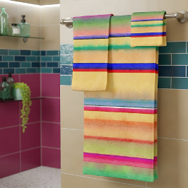 Conjunto De Toalhas Listras de aquarelas brilhantes