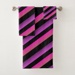 Conjunto De Toalhas Listras de Arco-Íris com Sombreado Preto Rosa Quen
