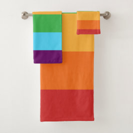 Conjunto De Toalhas Listras de Arco-Íris Divertidas Brilhantes Felizes