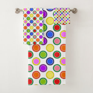 Conjunto De Toalhas Listras de Arco-Íris e Pontos Felizes Coloridos