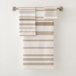 Conjunto De Toalhas Listras de Areia e Linho Branco