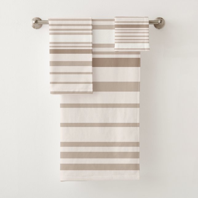 Conjunto De Toalhas Listras de Areia e Linho Branco (Insitu)