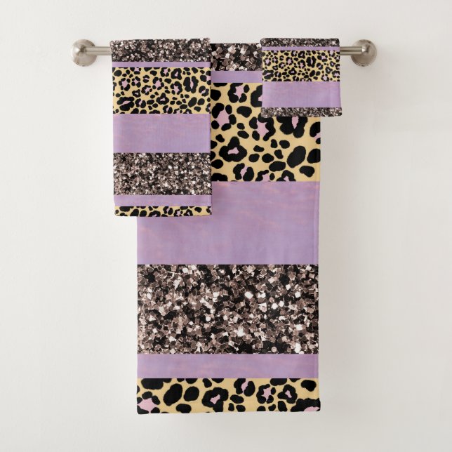 Conjunto De Toalhas Listras de Brilho Leopardo Glam 1 (Insitu)