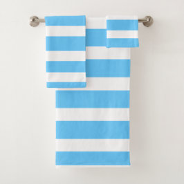 Conjunto De Toalhas Listras de Cabana Azul Céu e Branco