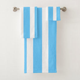 Conjunto De Toalhas Listras de Cabana Azul Céu e Branco