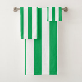 Conjunto De Toalhas Listras de Cabana Verde e Branco